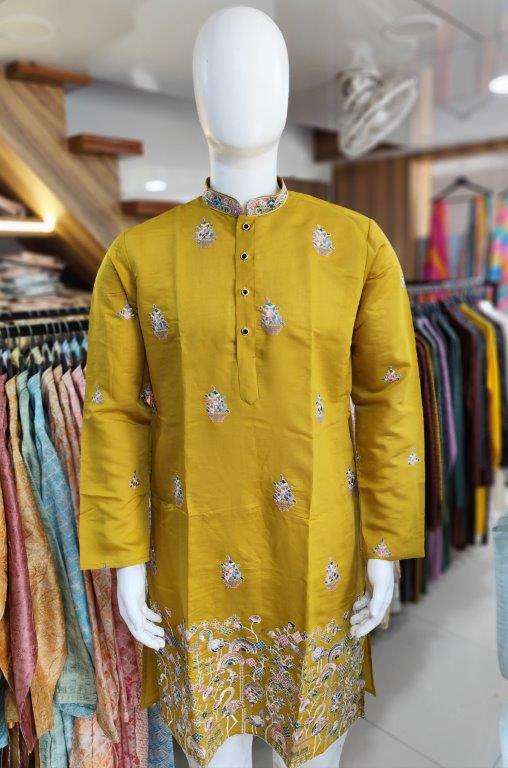 DAMAN BY ASLIWHOLESALE DESIGNER PURE FENDY SILK MENS KURTA-00280