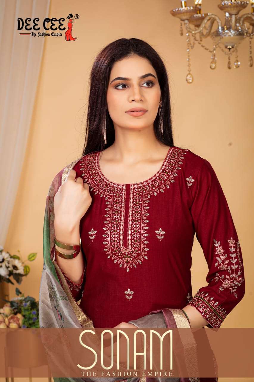 DEECE SONAM 101 TO 106 SERIES PURE FANCY EMBROIDERY DRESSES-00014