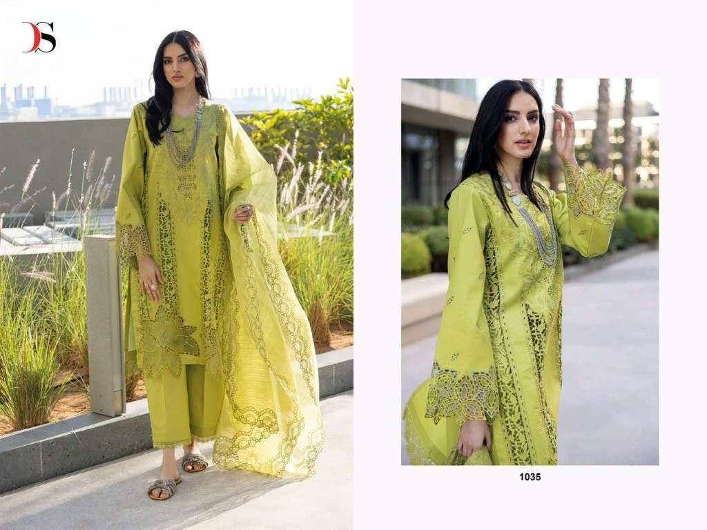 DEEPSY SUIT D-1035 COLOUR PURE HAEVY COTTON EMBROIDERY PAKISTANI DRESS-00201
