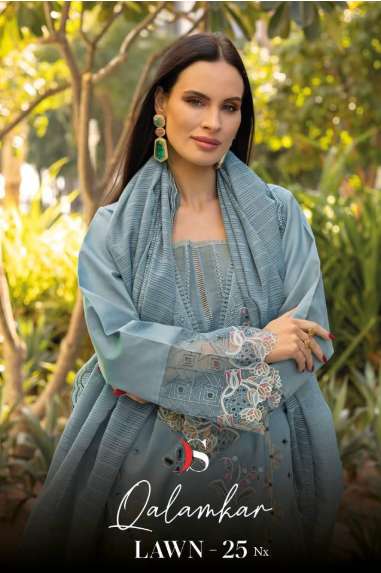 DEEPSY SUIT QALAMKAR LAWN-25NX PURE HEAVY EMBROIDERY COTTON PAKISTANI DRESSES-00201