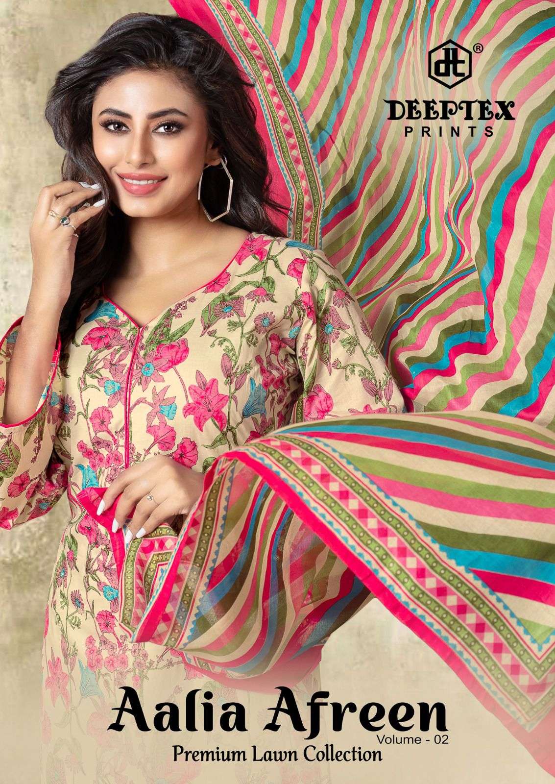 DEEPTEX AALIA AFREEN VOL-02 2001 TO 2008 SERIES PURE LAWN COTTON PRINTED DRESSES-00201