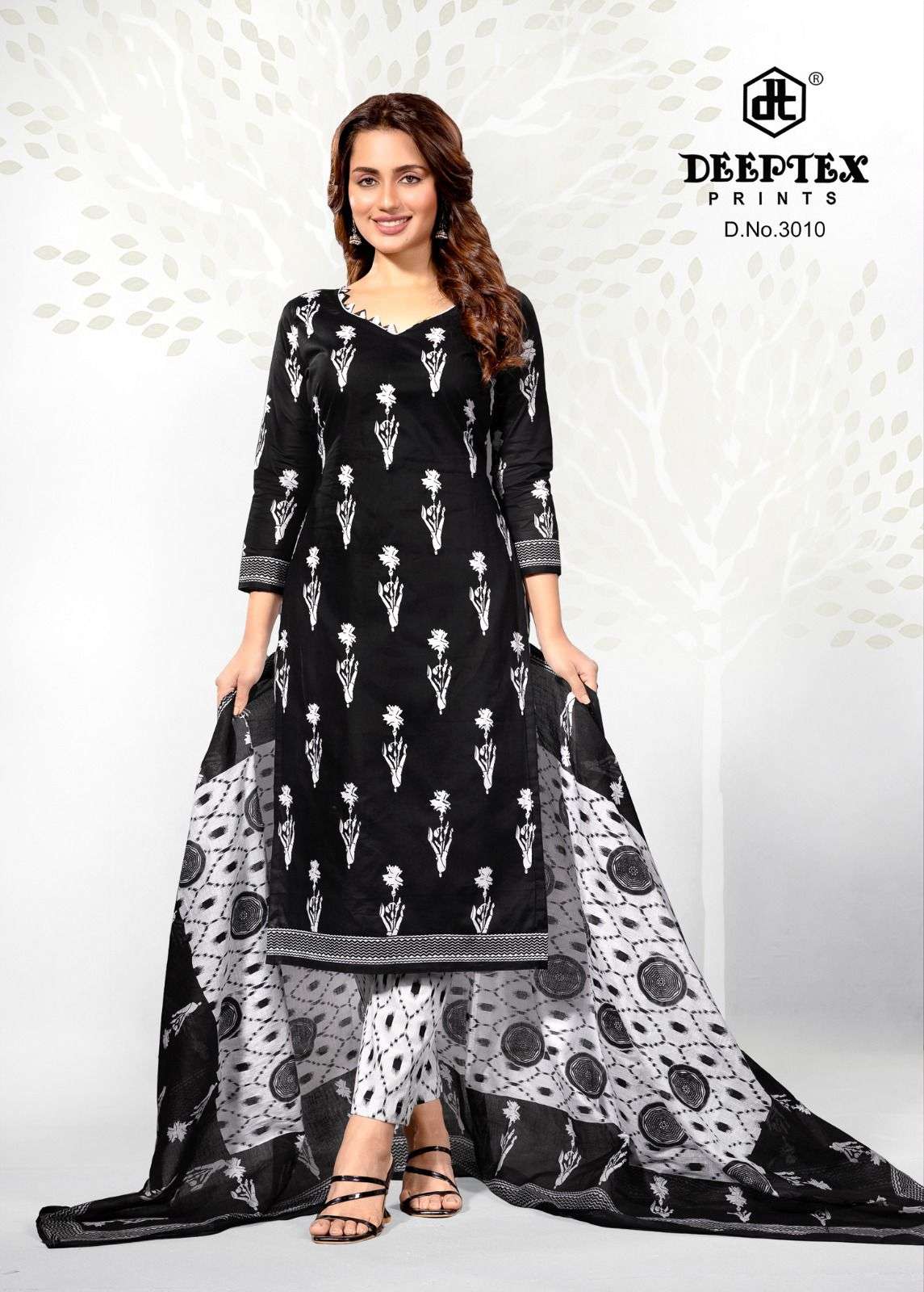 DEEPTEX AALIZA BLACK AND WHITE VOL-3 3001 TO 3010 SERIES COTTON PRINTED DRESSE-00201