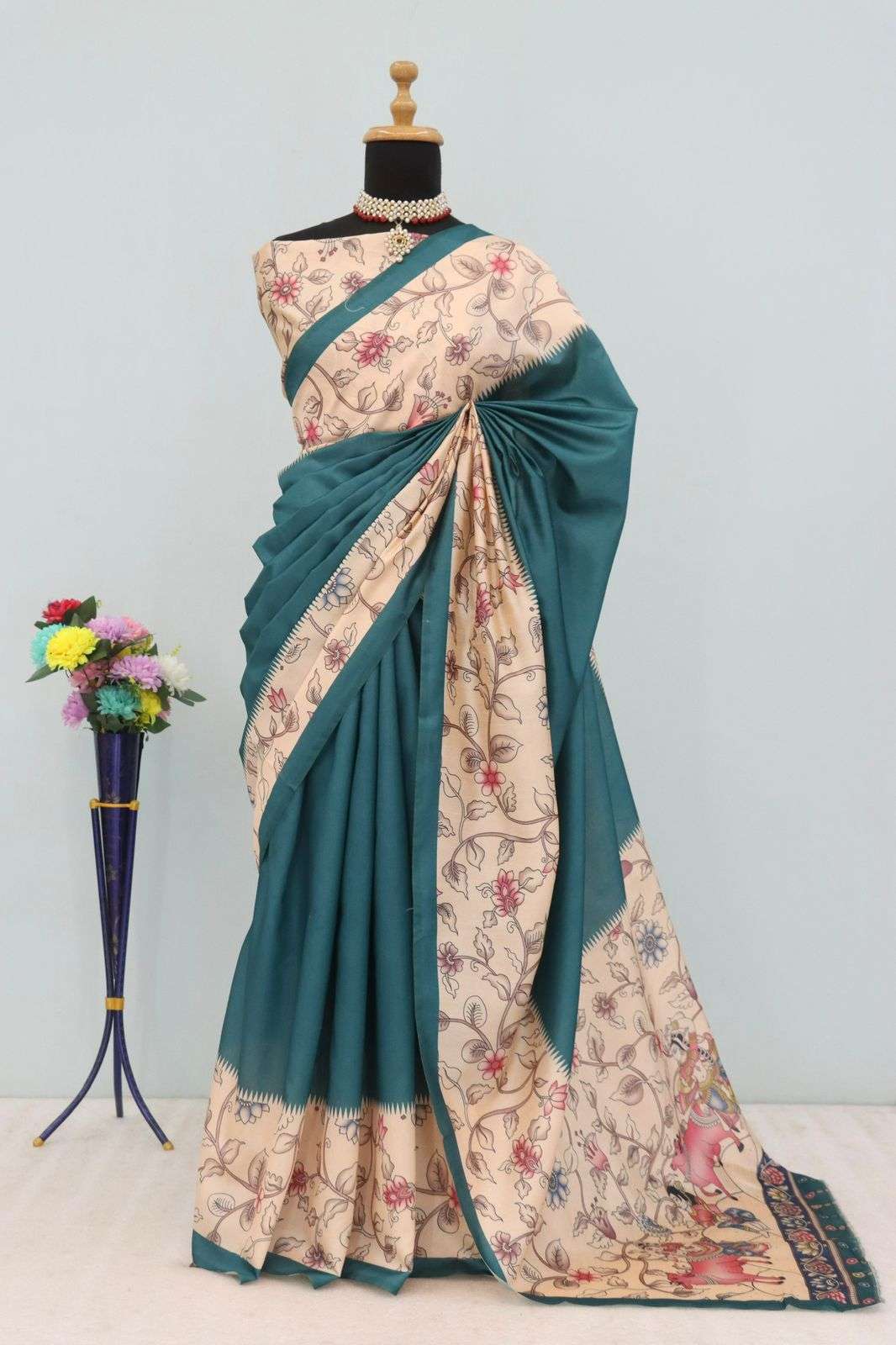DF-223 KALAMKARI BY ASLWHOLESALE DESIGNER PURE TUSSAR PRINTED SAREES-00057