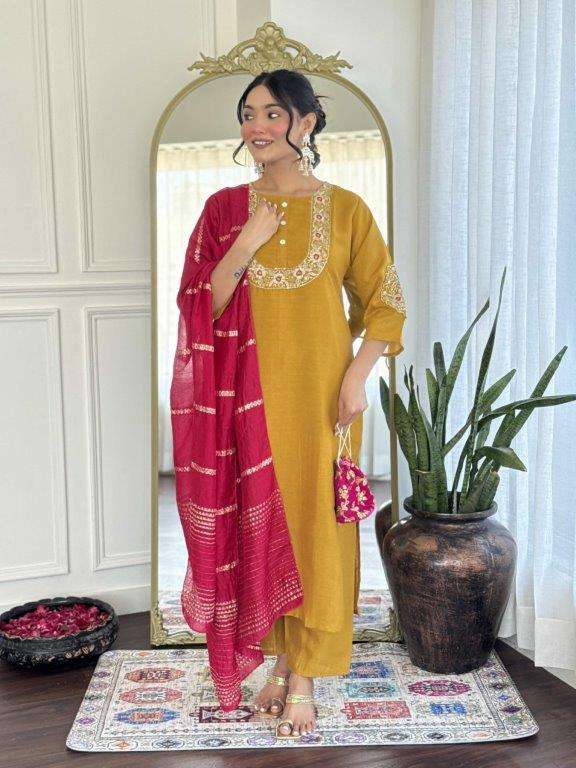 DIYA BY ASLIWHOLESALE DESIGNER PURE VICHITRA SILK EMBROIDERY DRESSES-00264