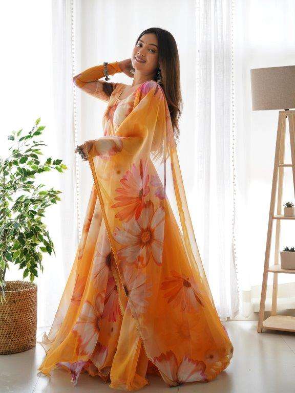 DN-254 MEHENDI BY ASLIWHOLESALE DESIGNER PURE ORGANZA TABY SILK GOWNS-00232