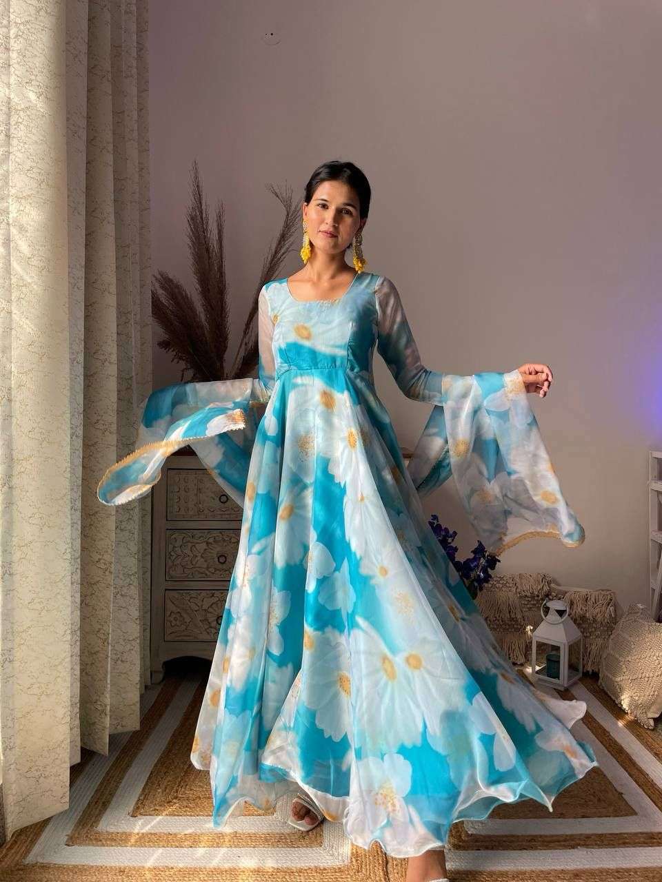 DN-263 BLUE ANGEL BY ASLIWHOLESALE DESIGNER PURE ORGANZA TADY SILK GOWNS-00232