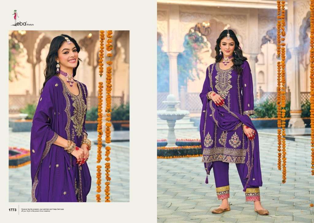 EBA LIFESTYLE GAZAL PURE CHINON SILK EMBROIDERY DRESSES-00289