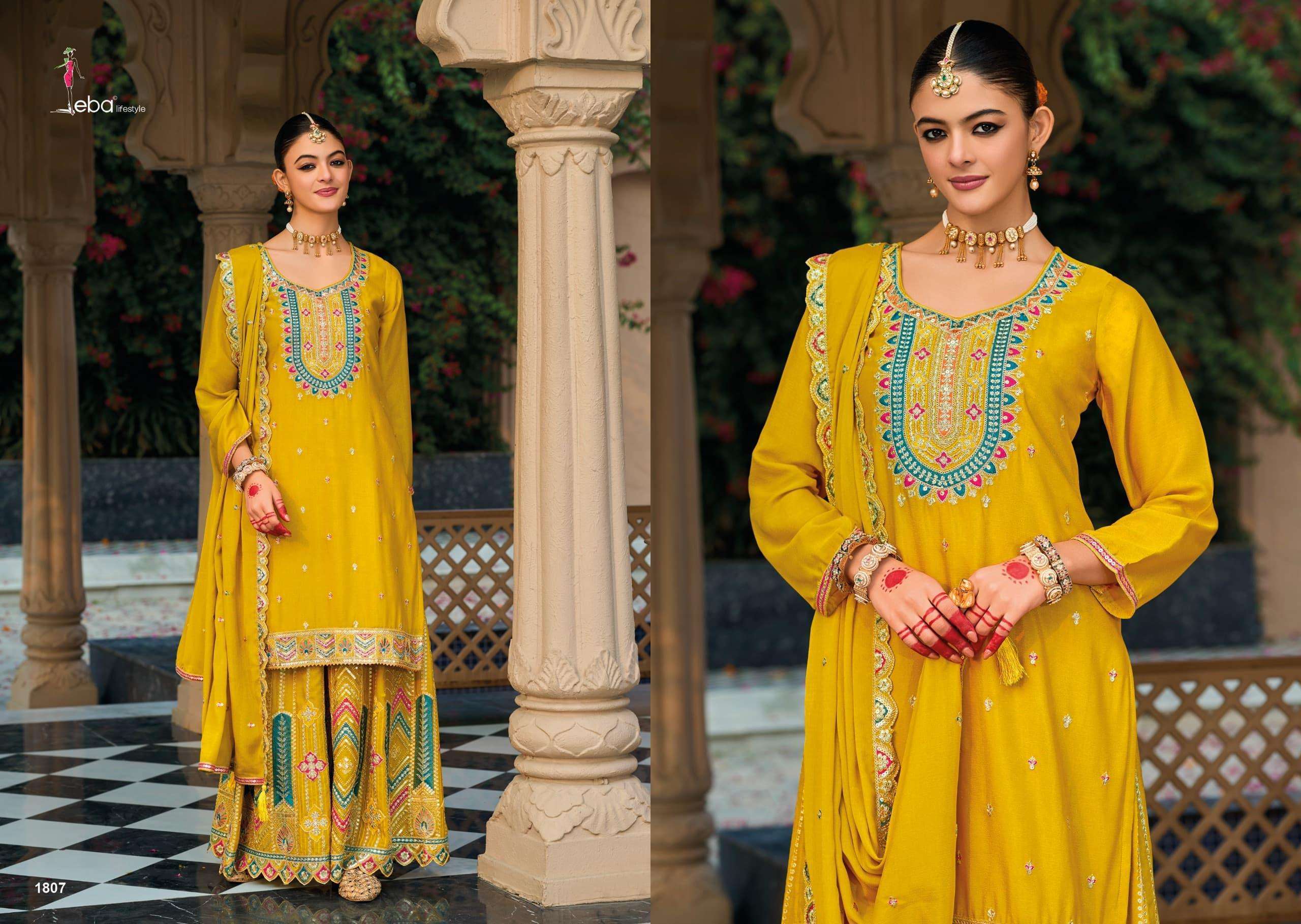 EBA LIFESTYLE MOHINI 1807 TO 1809 SERIES PURE CHINON EMBROIDERY DRESSES-00289