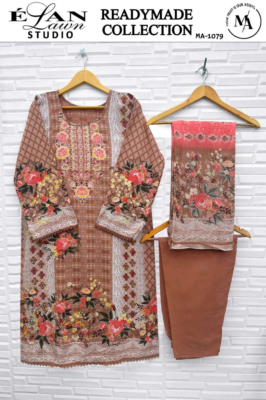 ELAN LAWN STUDIO MA-1079 TO 1084 SERIES PURE LAWN COTTON EMBROIDERY PRINTED DRESSES-00245