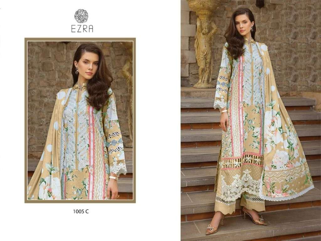 EZRA 1005 COLOUR PURE COTTON PRINTED EMBROIDERY PAKISTANI DRESSES-00062