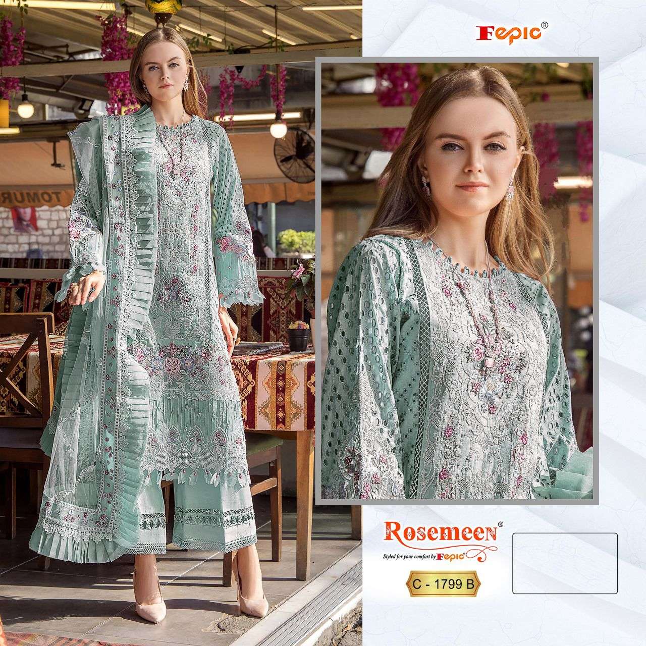 FEPIC ROSEMEEN C-1799 PURE HEAVY COTTON EMBROIDERY PAKISTANI DRESS-00201