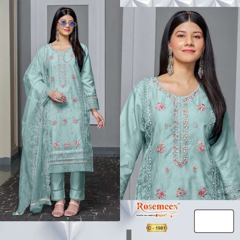 FEPIC ROSEMEEN C-1981 HEAVY EMBROIDERY ORGANZA PAKISTANI DRESSES-00201