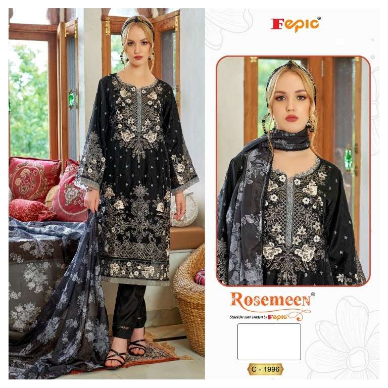 FEPIC ROSEMEEN C-1996 PURE HEAVY ORGANZA EMBROIDERY PAKISTANI DRESS-00201