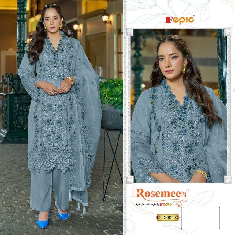 FEPIC ROSEMEEN C-2004 HEAVY EMBROIDERY CAMBRIC PAKISTANI DRESSES-00201