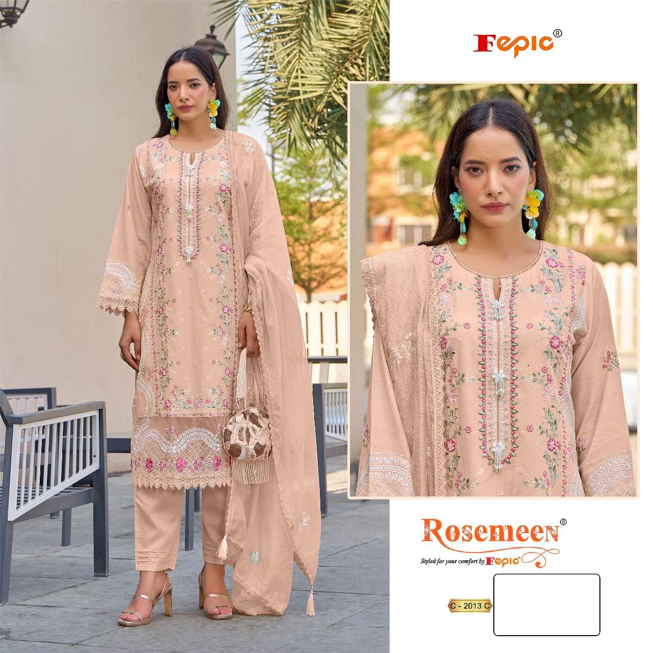 FEPIC ROSEMEEN C-2013 PURE CAMBRIC HEAVY EMBROIDERY PAKISTANI DRESSES-00201