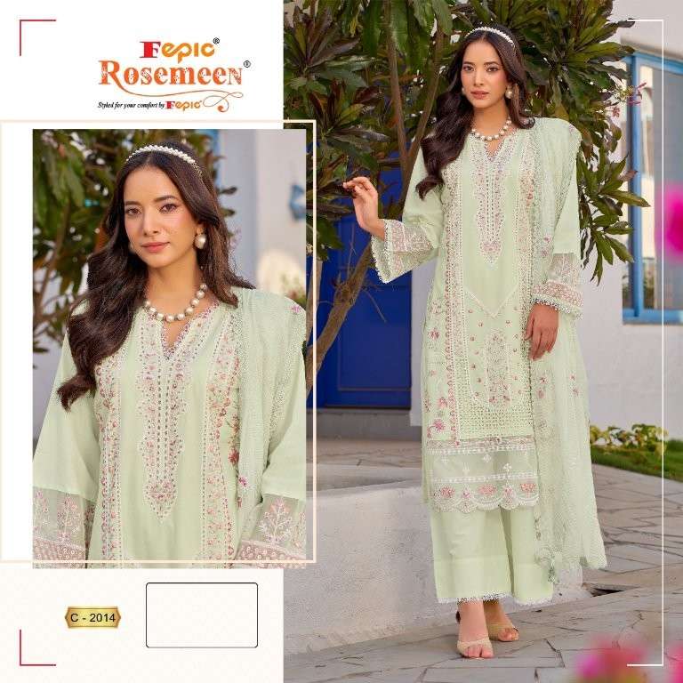 FEPIC ROSEMEEN C-2014 PURE CAMBRIC HEAVY EMBROIDERY PAKISTANI DRESSES-00201