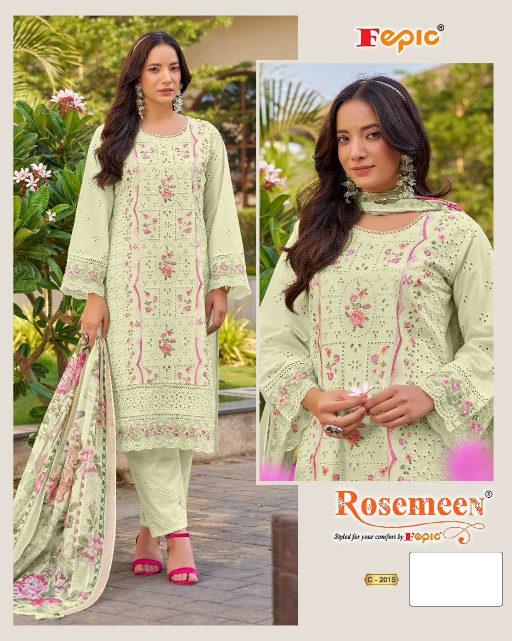 FEPIC ROSEMEEN C-2015 PURE CAMBRIC HEAVY EMBROIDERY PAKISTANI DRESSES-00201