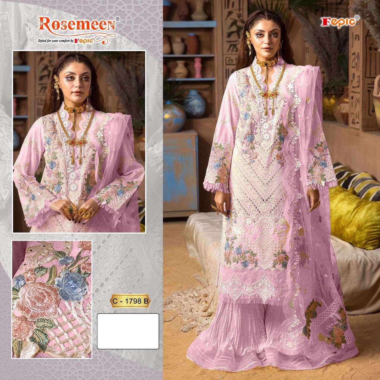 FEPIC ROSEMEN C-1798-B TO B2  SERIES PURE COTTON EMBROIDERY DRESSES-00201