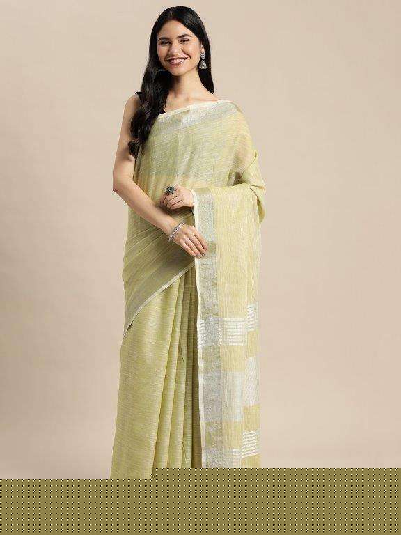 FINLAND BY ASLIWHOLESALE DESIGNER PURE LINEN COTTON SAREES-00281
