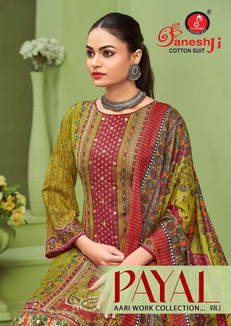 GANESHAJI PAYAL VOL-1 1001 TO 1008 SERIES PURE COTTON PRINTED DRESSES-00015