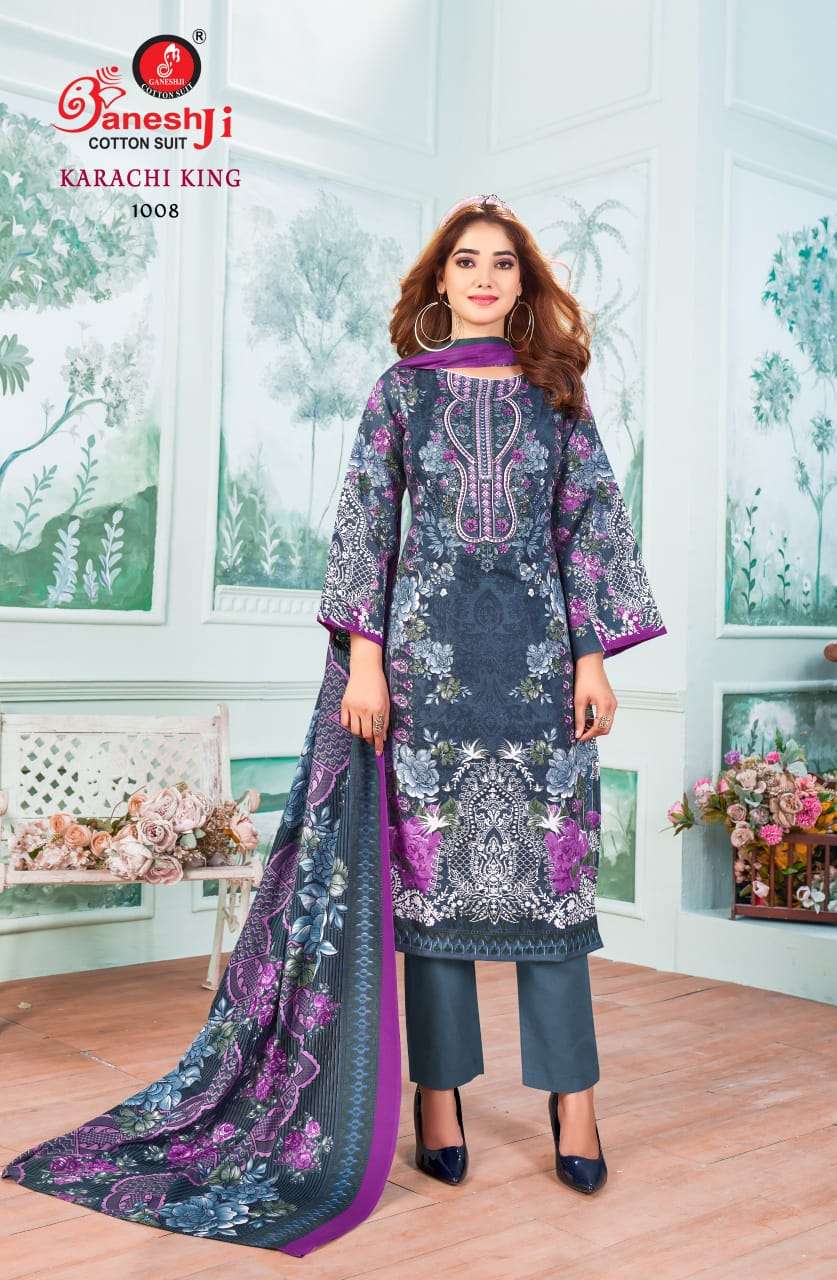 GANESHJI COTTON SUIT KARACHI KING VOL-01 PURE COTTON PRINTED PAKISTANI DRESSES-00015