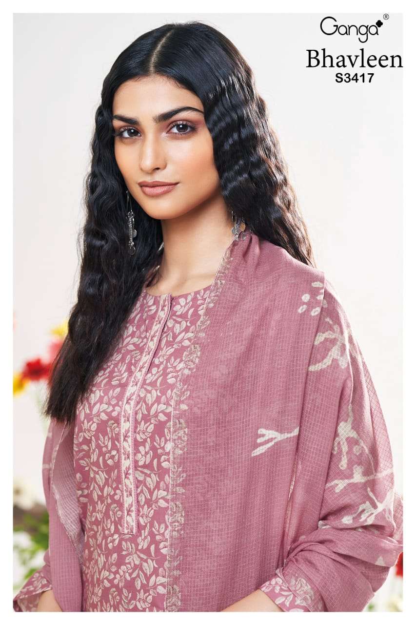 GANGA FASHION BHAVLEEN  S3417-A TO S3417-D SERIES PURE COTTON PRINTED EMBROIDERY DRESSES-00252