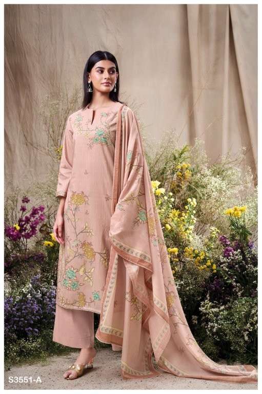 GANGA FASHION CALINA S3551-A TO S3551-D SERIES PURE COTTON PRINTED DRESSES-00252