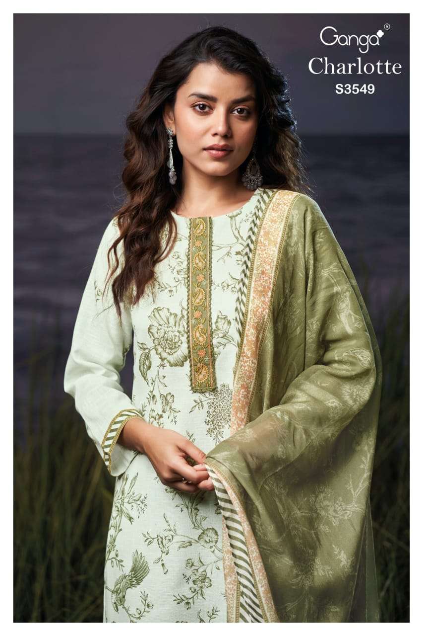 GANGA FASHION CHARLOTTE  S3549-A TO S3549-D SERIES PURE COTTON PRINTED EMBROIDERY DRESSES-00252