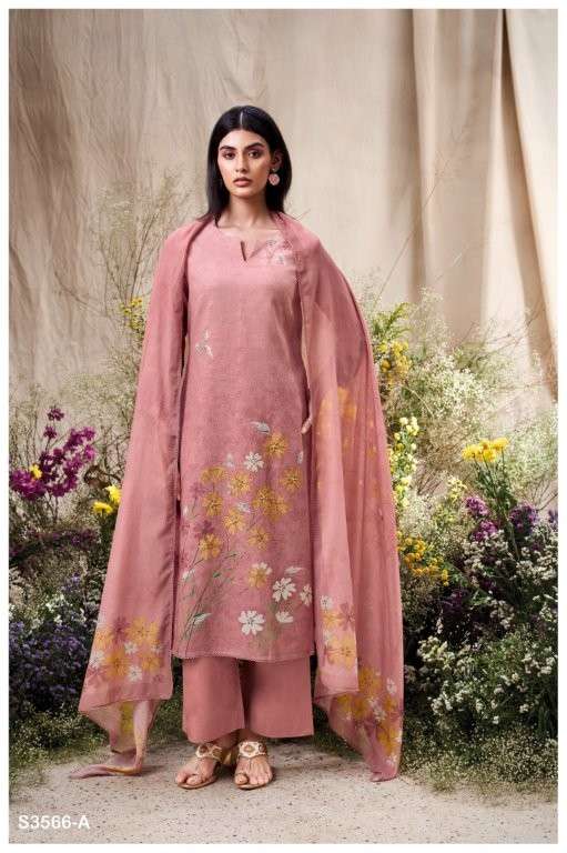GANGA FASHION ELA S3566-A TO S3566-D SERIES PURE COTTON PRINTED DRESSES-00252