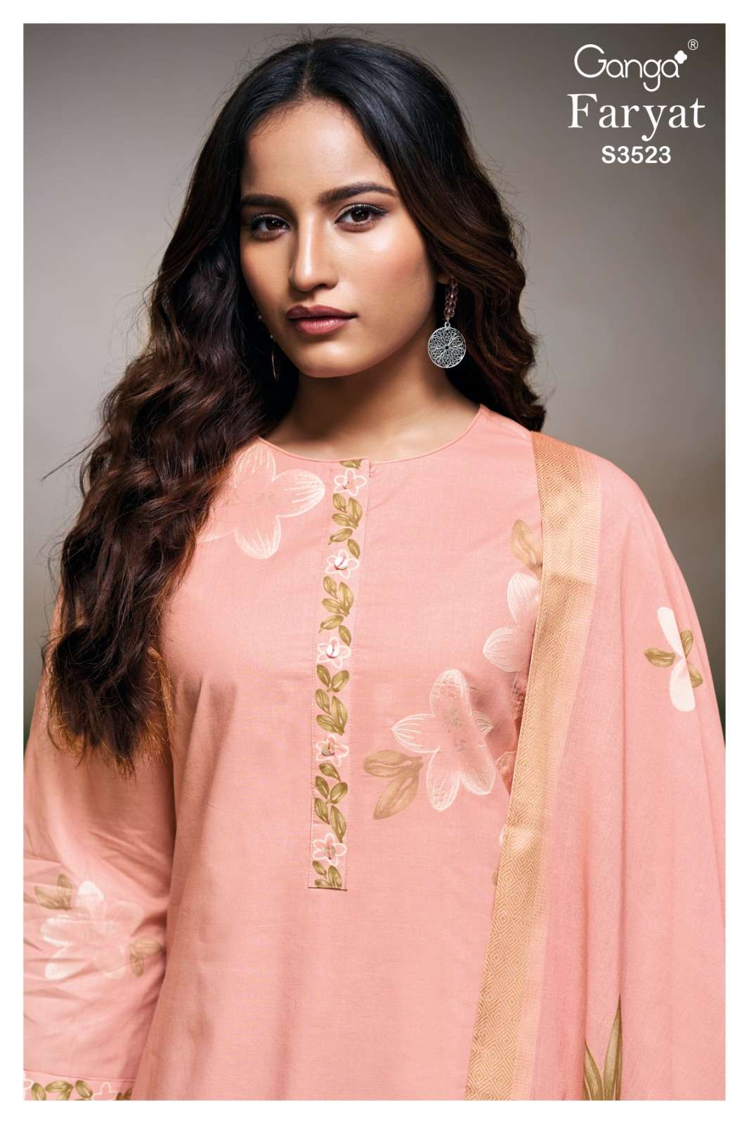 GANGA FASHION FARYAT S3523-A TO S3523-D SERIES PURE COTTON PRINTED DRESSES-00252