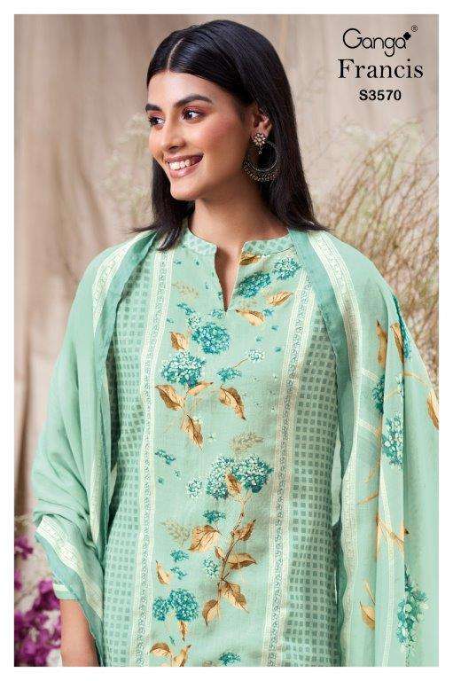 GANGA FASHION FRANCIS S3570-A TO S3570-D SERIES PURE COTTON PRINTED DRESSES-00252