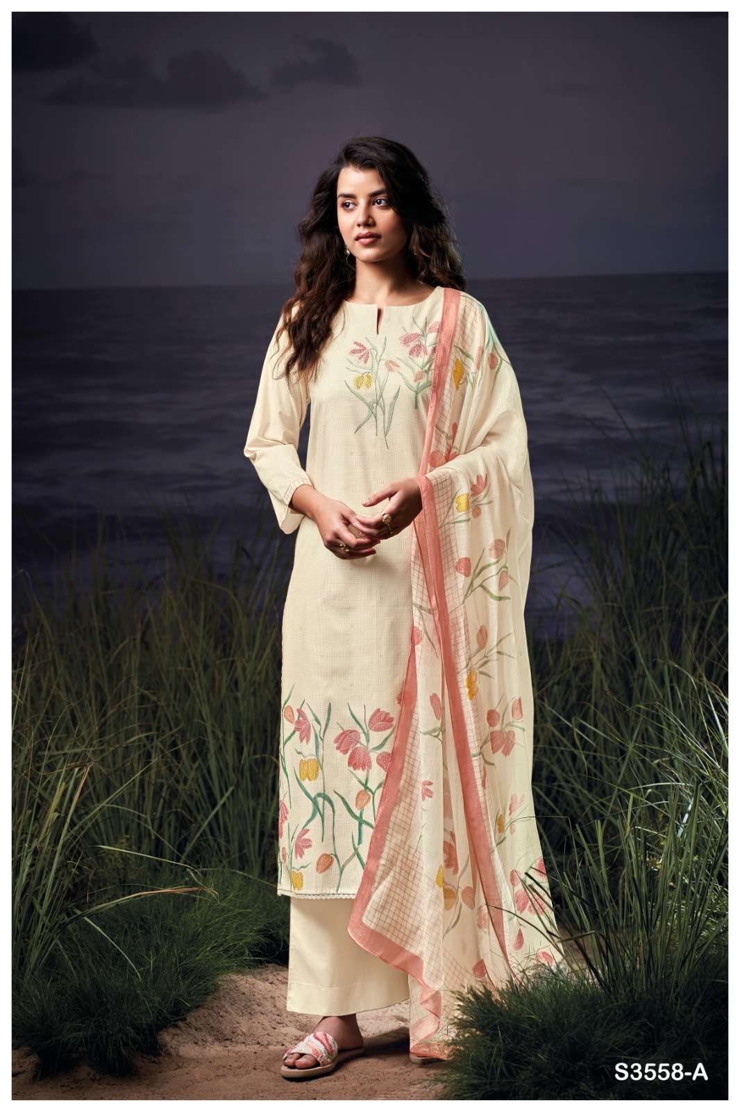 GANGA FASHION GURVEEN  S3558-A TO S3558-D SERIES PURE COTTON PRINTED EMBROIDERY DRESSES-00252