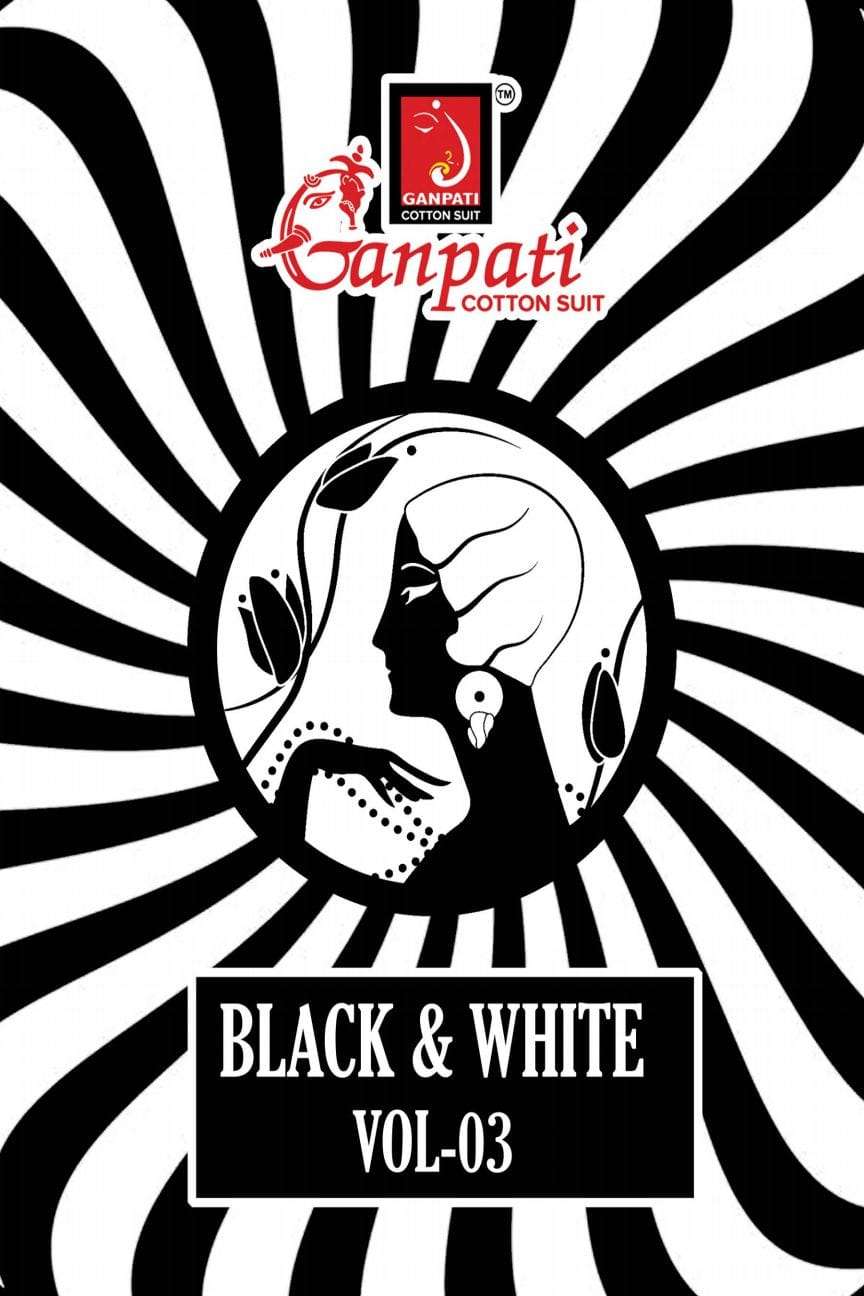 GANPATI BLACK & WHITE VOL-3 301 TO 302 SERIES PURE OTTON PRINTED DRESSES-00015