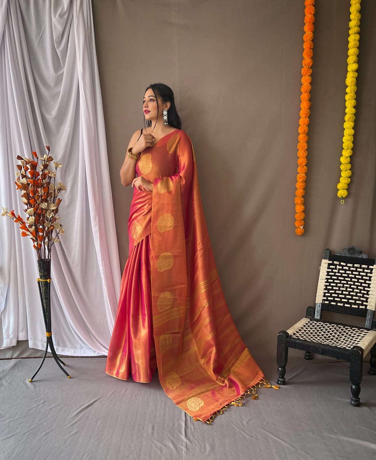 GULABO BY ASLIWHOLESALE DESIGNER PURE TISSUE SILK SAREES-00256