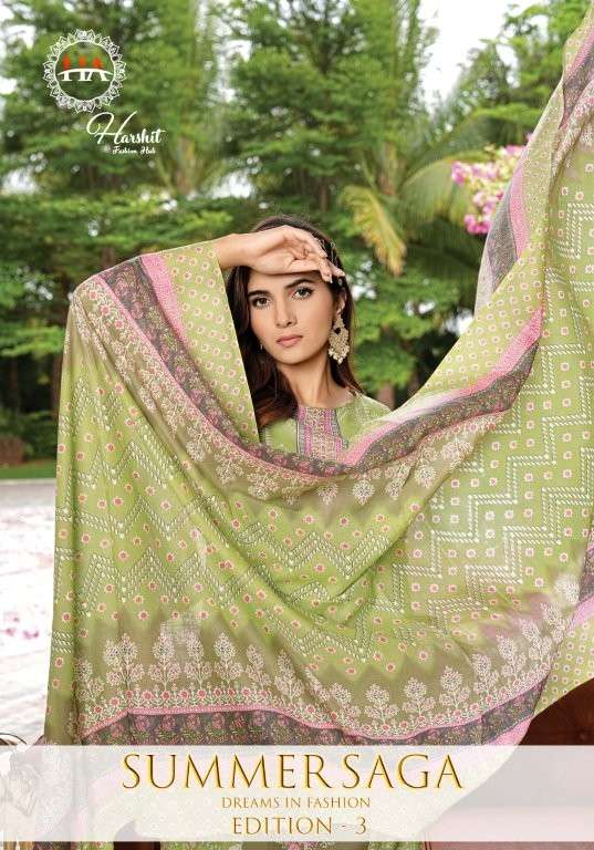 HARSHIT FASHION HUB SUMMER SAGA VOL-03 PURE COTTON PRINTED PAKISTANI DRESSES-00011