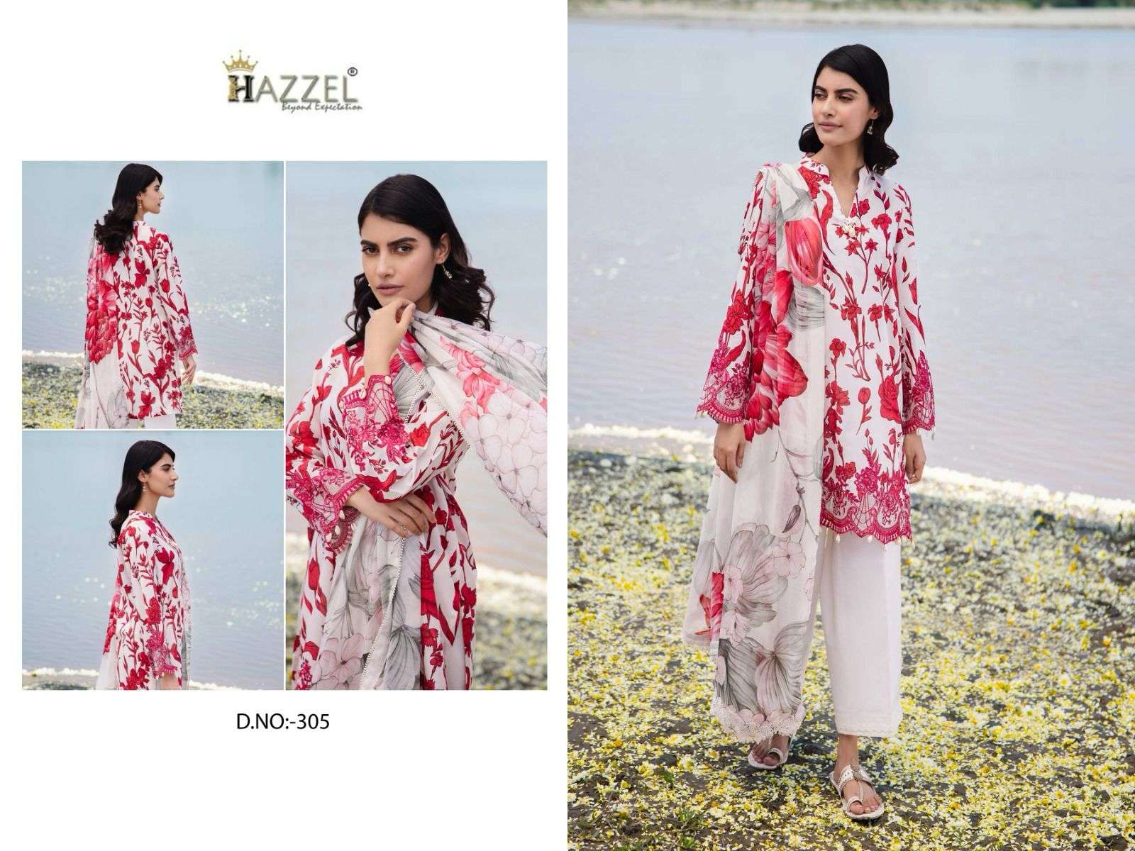 HAZZEL 305 COLOUR PURE HEAVY COTTON PRINTED PAKISTANI DRESS-00071
