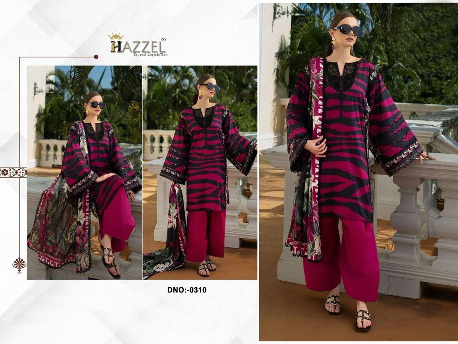HAZZEL 310 HEAVY EMBROIDERY COTTON PRINTED PAKISTANI DRESS-00071