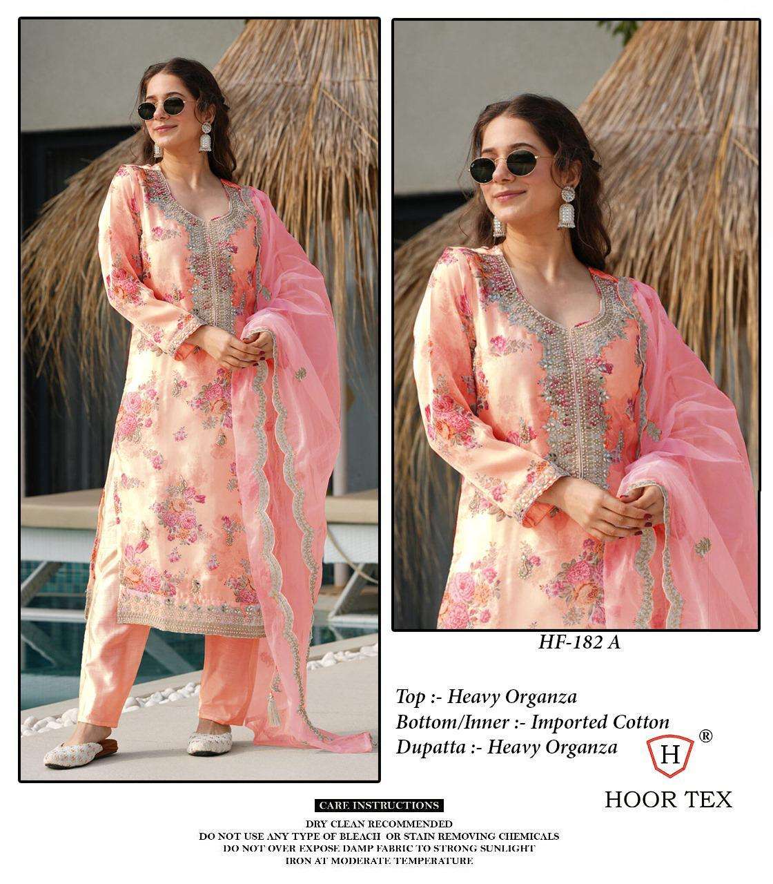 HOOR TEX HF-182 PURE ORGANZA EMBROIDERY PRINTED PAKISTANI DRESSES-00020
