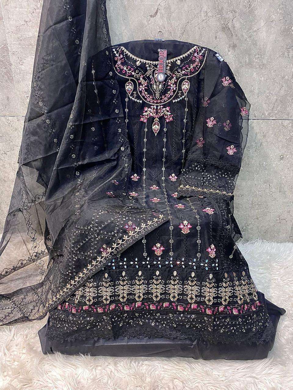 HOOR TEX OR-73 COLOURS DESIGNER ORGANZA EMBROIDERED PAKISTANI DRESSES-00020