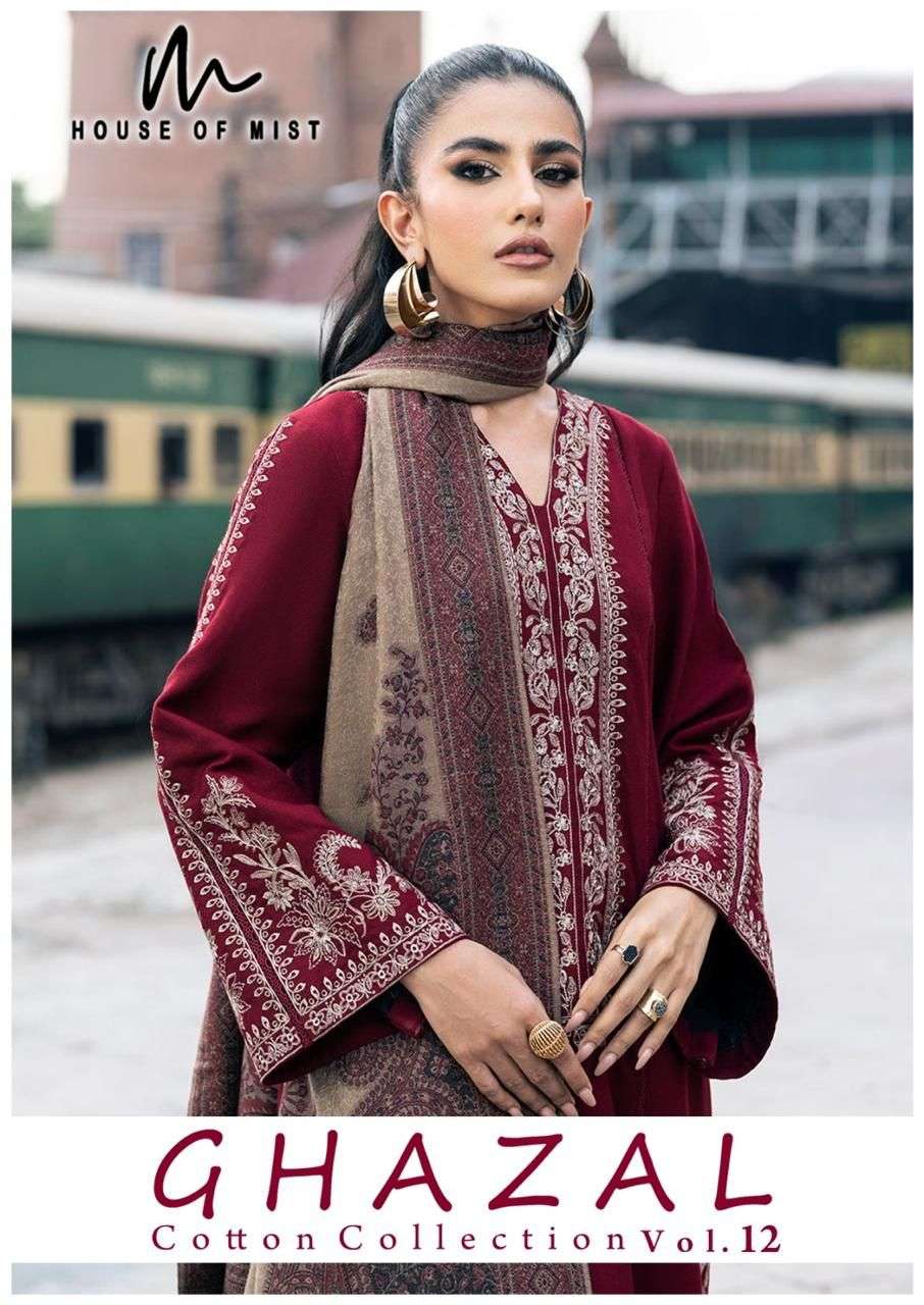 HOUSE OF MIST GHAZAL VOL-12 COLOUR  111 TO 116 SERIES PURE COTTON PRINTED PAKISTANI DRESSES-00201