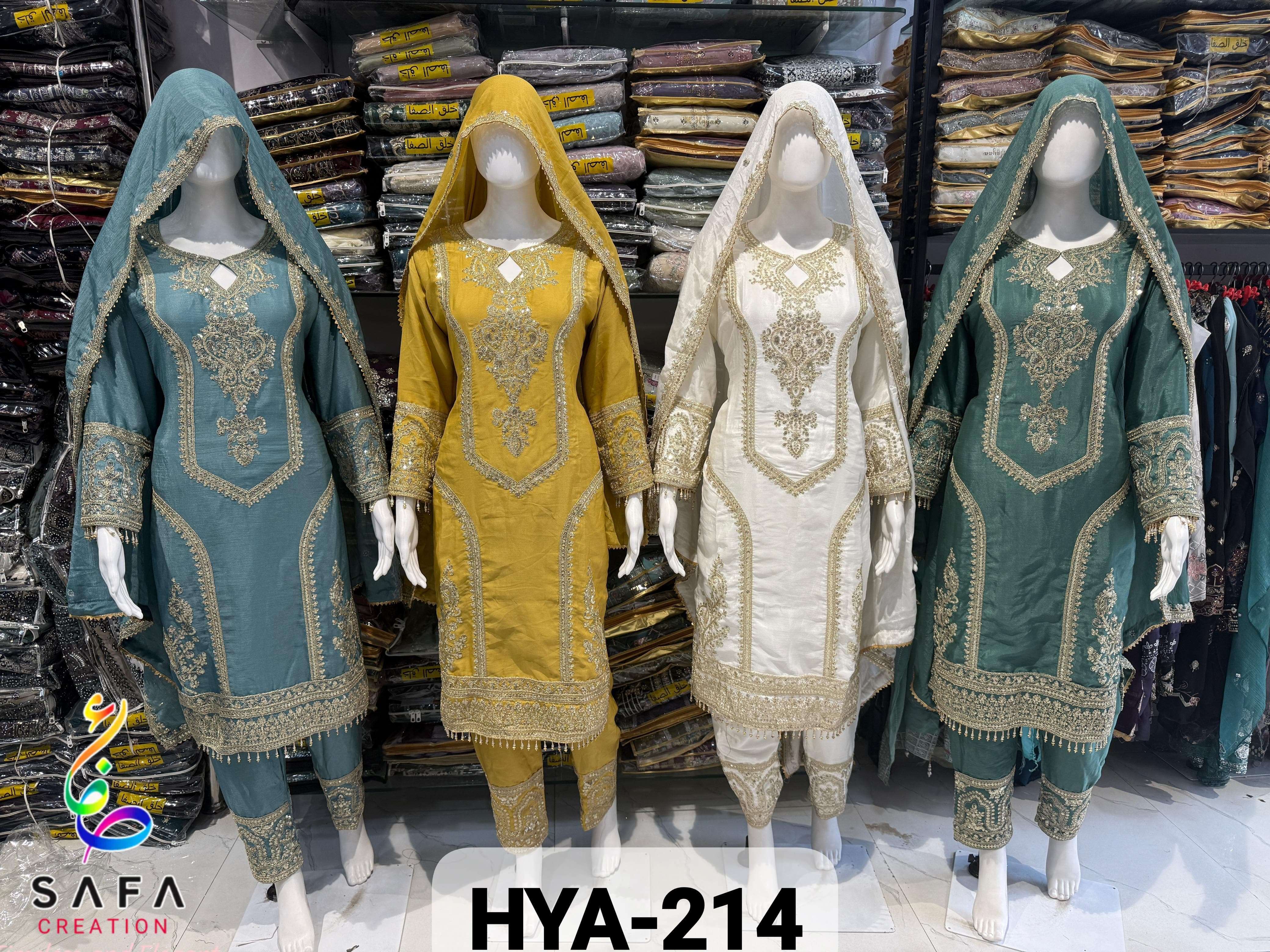 HYA-214 COLOURS BY SAFA CREATION PURE CHINON PAKISTANI DRESSES-00203