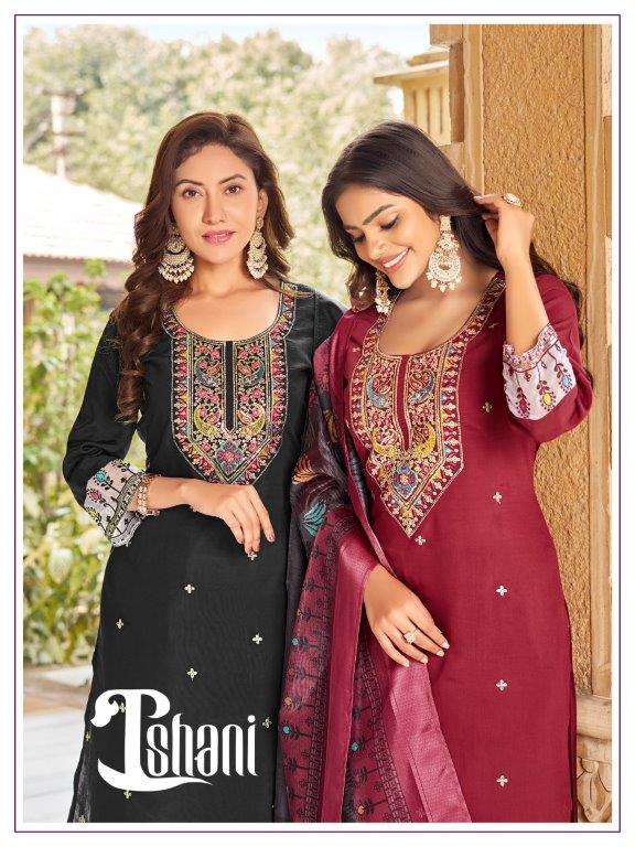 ISHANI BY ASLIWHOLESALE DESIGNER 1001 TO 1006 SERIES PURE VISCOSE ROMAN SILK DRESSES-00097