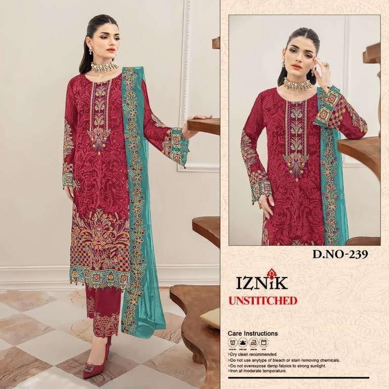 IZNIK FAB IF-239 COLOUR PURE HEAVY EMBROIDERY ORGANZA PAKISTANI DRESSES-00011