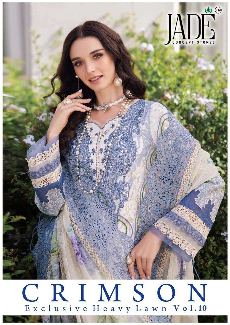JADE CRIMSON EXCLUSIVE VOL-10 1001 TO 1006 SERIES PURE LAWN PRINTED PAKISTANI DRESSES-00062