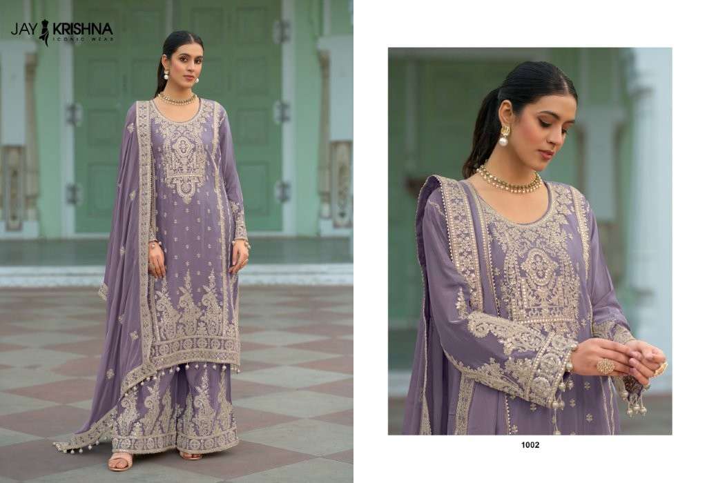 JAY KRISHNA EMAAR PURE CHINON SILK SHARARA DRESSES-00150