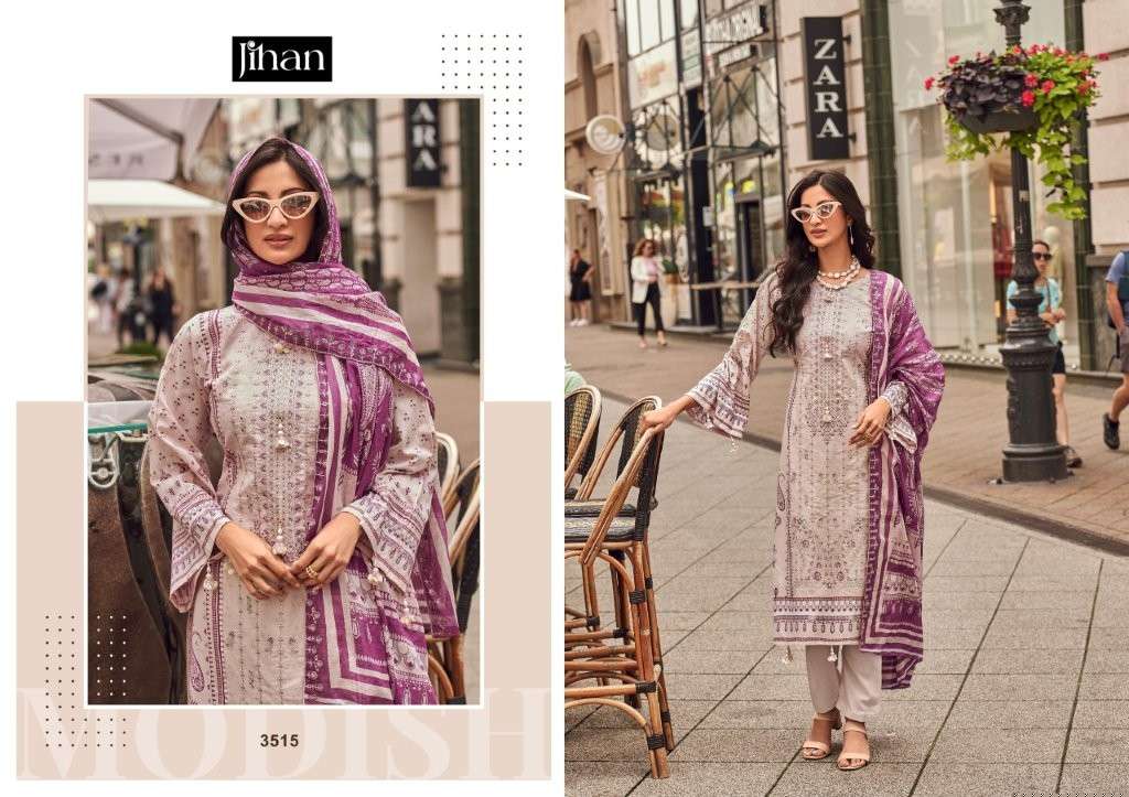 JIHAN 3515-3517 COLOUR PURE HEAVY LAWN EMBROIDERY PAKISTANI DRESSES-00071