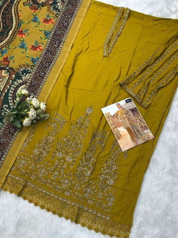 JIHAN 3585 COLOUR PURE HEAVY RAYON COTTON EMBROIDERY PAKISTANI DRESSES-00201