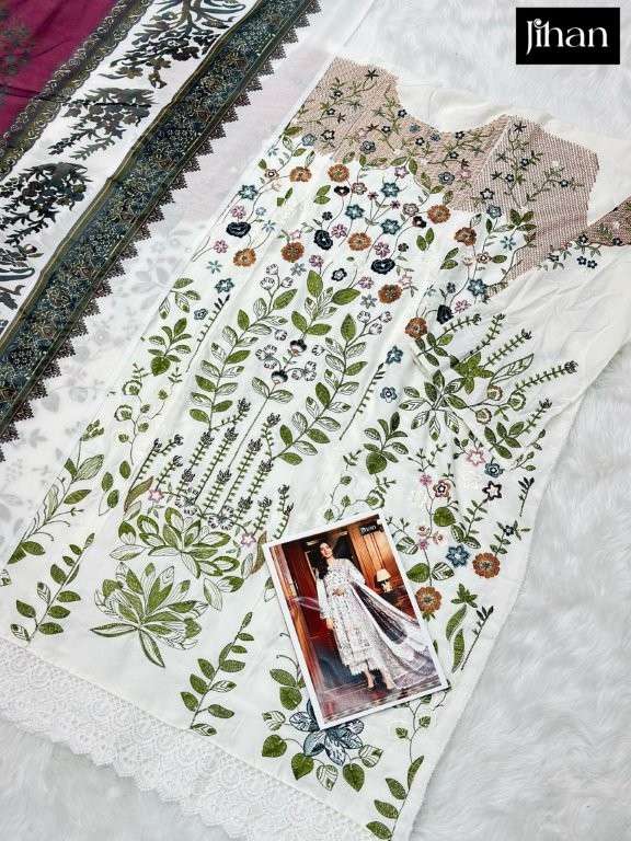 JIHAN 3638 SERIES PURE HEAVY RAYON COTTON EMBROIDERY PAKISTANI DRESS-00062