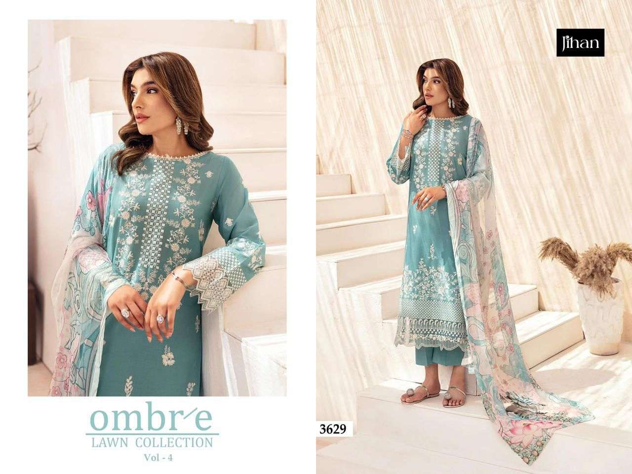 JIHAN OMBRE LAWN COLLECTION VOL-04 PURE HEAVY EMBROIDERY COTTON PAKISTANI DRESSES-00062