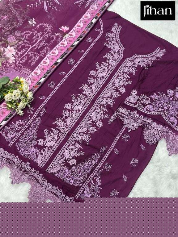 JIHAN OMBRE LAWN COLLECTION VOL-3 PURE HEAVY COTTON PRINTED PAKISTANI DRESSES-00201